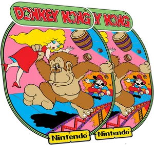 Classic Donkey Kong Arcade Artwork PNG Image