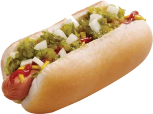 Classic Dressed Hot Dog PNG Image