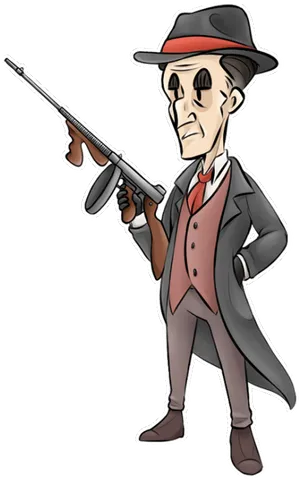 Classic Gangster Cartoonwith Rifle PNG Image