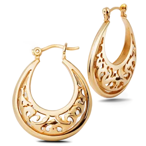 Classic Gold Hoop Earrings Png Lkm PNG Image