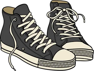 Classic High Top Sneakers Illustration PNG Image