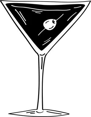 Classic Martini Glass Drawing PNG Image