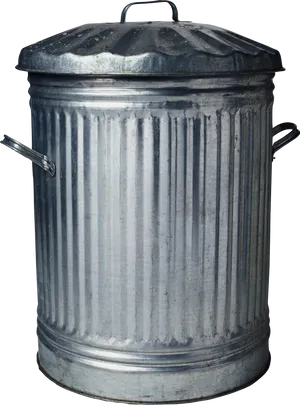 Classic Metal Trash Can PNG Image