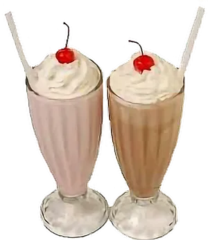 Classic Milkshakeswith Cherries PNG Image