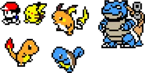 Classic Pokemon Pixel Art Collection PNG Image