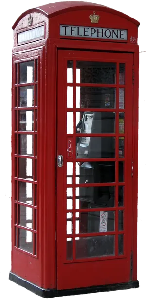 Classic Red Telephone Booth PNG Image