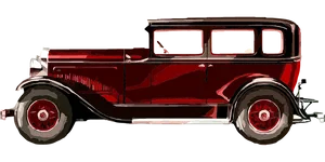Classic Red Vintage Car Illustration PNG Image