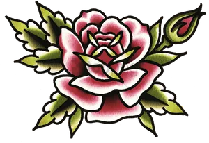 Classic Rose Tattoo Design PNG Image