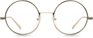 Classic Round Glasses Isolatedon Black PNG Image