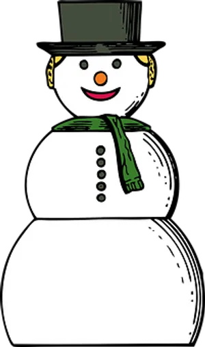 Classic Snowman Cartoon Illustration PNG Image