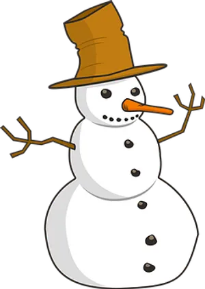 Classic Snowman Cartoon Illustration PNG Image