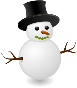 Classic Snowman Top Hat Illustration PNG Image