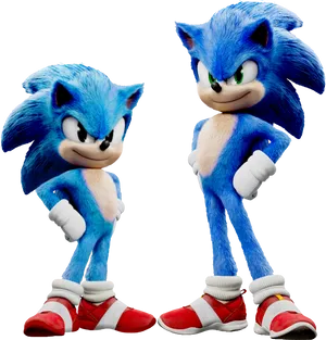 Classic Sonic Duo Pose PNG Image