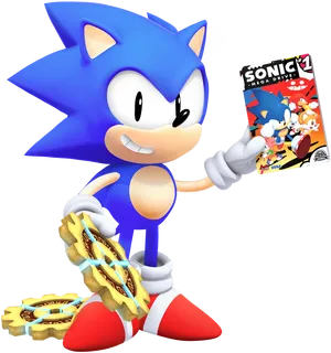 Classic Sonic Holding Game Box Art PNG Image