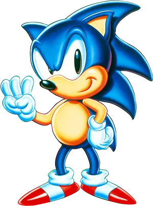 Classic Sonic Peace Sign PNG Image