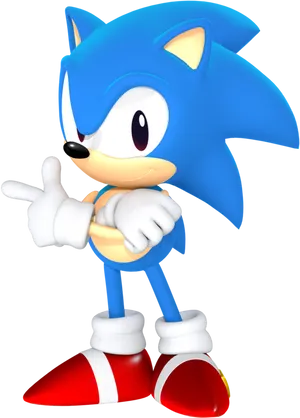 Classic Sonic Pointing Pose PNG Image