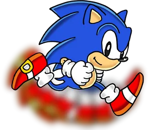 Classic Sonic Speeding PNG Image