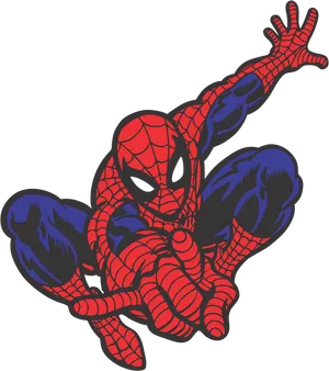 Classic Spiderman Swinging Action PNG Image