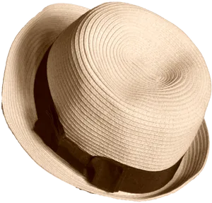 Classic Straw Hatwith Ribbon PNG Image