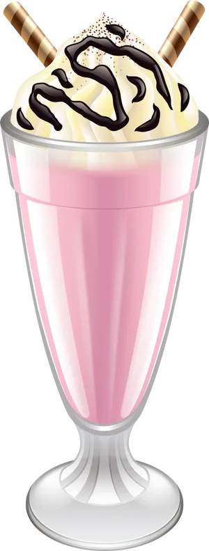 Classic Strawberry Milkshake Illustration PNG Image