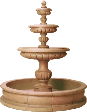 Classic Tiered Stone Fountain PNG Image