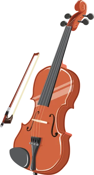 Classic Violinand Bow Illustration PNG Image