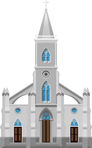 Classic White Church Illustration PNG Image