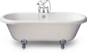 Classic White Clawfoot Bathtub PNG Image