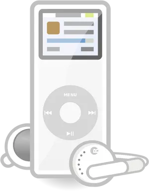 Classic Whitei Podwith Earphones PNG Image