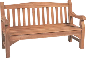 Classic Wooden Park Bench PNG Image