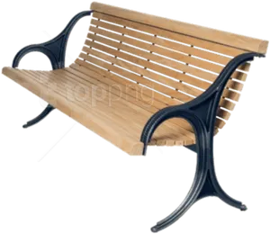 Classic Wooden Park Bench Design PNG Image