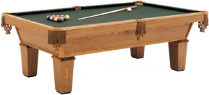 Classic Wooden Pool Table Setup PNG Image