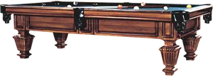 Classic Wooden Pool Tablewith Balls PNG Image