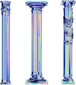 Classical Architectural Columns Glitch Art PNG Image