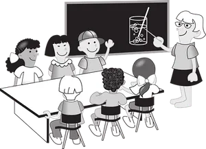 Classroom Science Lesson Cartoon PNG Image