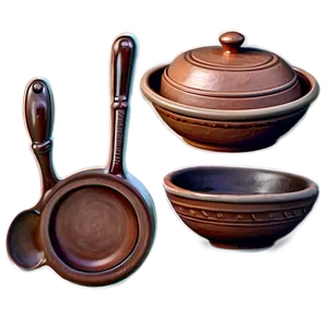 Clay Kitchenware Set Png Djp3 PNG Image