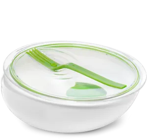 Clear Glass Tiffin Boxwith Green Utensils PNG Image