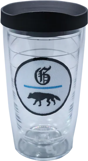 Clear Glass Water Tumbler With Logo PNG Image