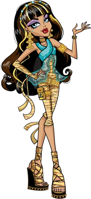 Cleopatra Inspired Monster Character PNG Image