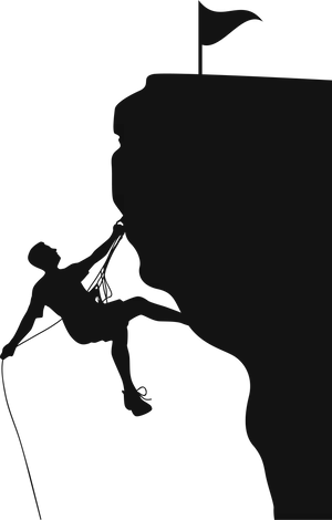 Climber Reaching Summit Silhouette PNG Image