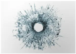 Close Up Glass Bullet Hole Impact PNG Image