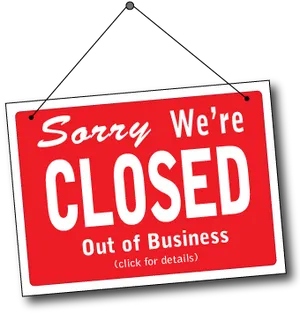 Closed Outof Business Sign PNG Image