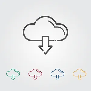 Cloud Download Icon Set PNG Image