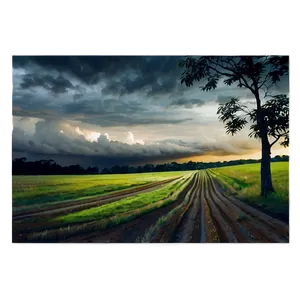 Cloudy Sky Over Fields Png Blt PNG Image