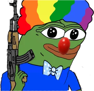 Clown Pepe With Rifle PNG Image