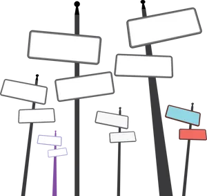 Clustered Blank Street Signs PNG Image