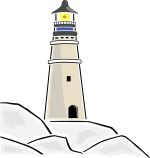 Coastal Lighthouse Illustration PNG Image