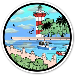 Coastal Lighthouse Scene PNG Image