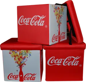 Coca Cola Branded Storage Ottomans PNG Image