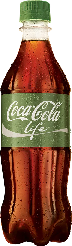 Coca Cola Life Bottlewith Dew Drops PNG Image